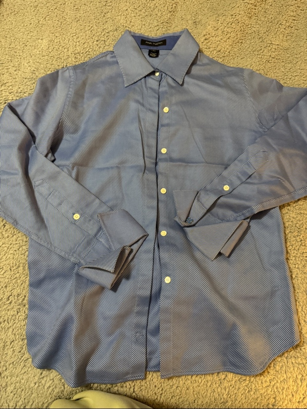 Pink Tartan Women's Light Blue Micro-Striped Dress Shirt